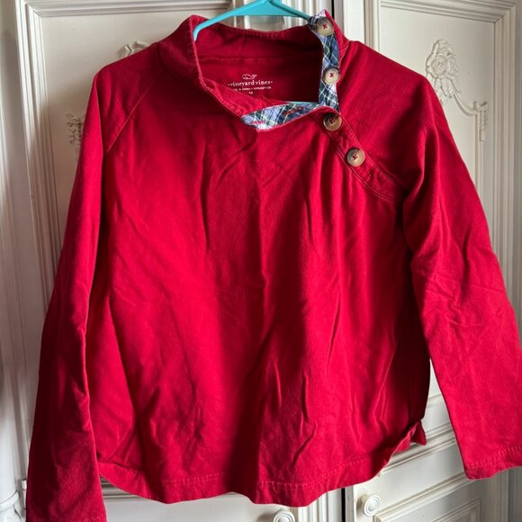 Vineyard Vines Sweaters - Vineyard Vines red pullover w/ buttons, women's size medium, 100% cotton